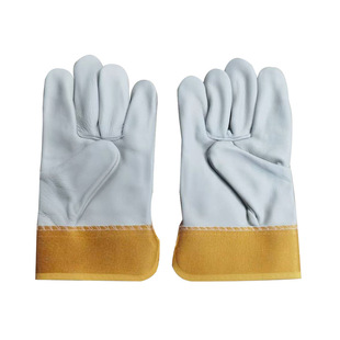 First-Layer Cowhide Yellow Glue Light-Colored Palm Wear-Resistant Welder Gloves Anti-Scalding Thickened Double-Layer Welding Gloves