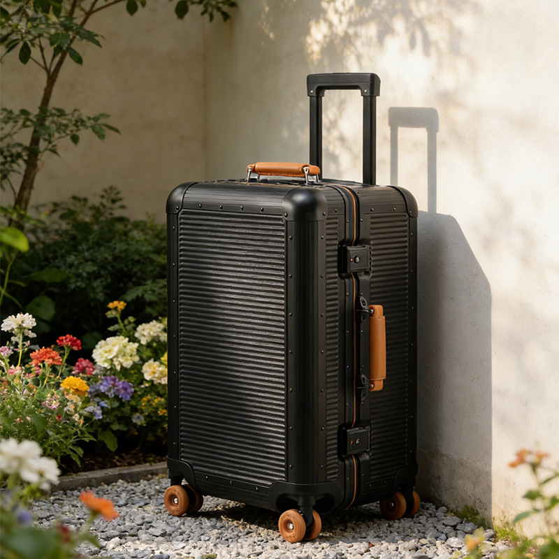 2026 New Model Pc Aluminum Frame Trolley Suitcase 28inch Anti-Drop Travel Suitcase Password Lock High-End Leather Suitcase for Women