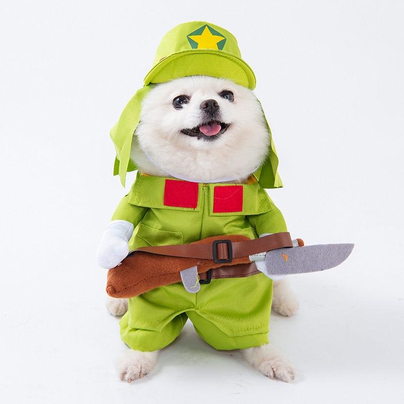 Cross-border quirky Halloween pet police transformation costume upright cat and dog clothes teddy bear creative clothes