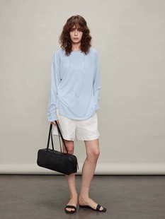 Siyuan Normcore Row Style Tencel нежная телесная деконструированная футболка большого размера с рукавами «летучая мышь» для похудения, защита от солнца 7805