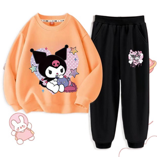 Girls' Sweatshirt suit Spring and Autumn Thin Women's Kulomi Children's Clothing Children's Autumn Long-sleeved Two-piece Set Spring and Autumn Loose