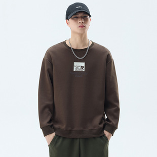 Men's Sweatshirt 2024 New Spring and Autumn Youth Design Sense Trendy Printed Interior Casual 2024 Autumn and Winter