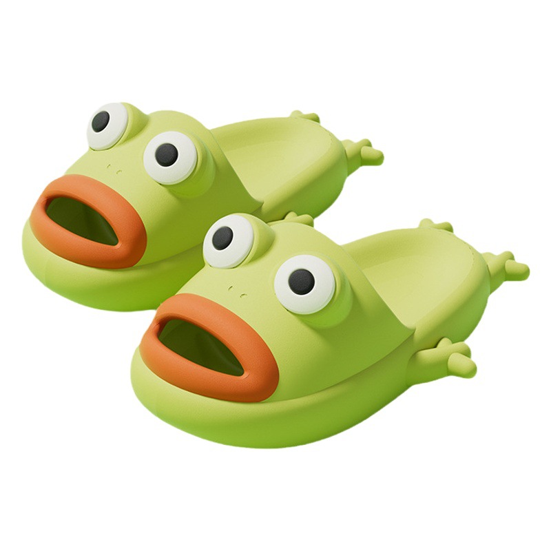 Qidan Shoes Factory's "Stepping on Poop" Feeling Sandals for Women, Summer Cartoon Frog Slippers, Suitable for Outdoor and Indoor Wear, Couple's Funny Slippers