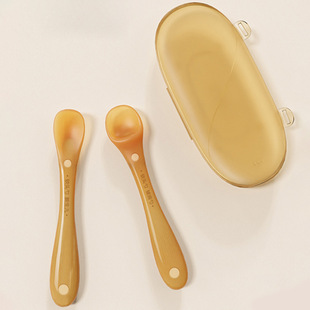 Idochi Nano Silver Silicone Spoon Baby Soft Head Supplementary Food Spoon Newborn Baby Training Feeding Spoon Children's Tableware