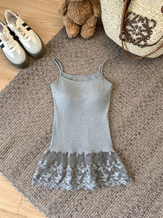Sweet Spice Girl Lace Stitching Skirt Stacked with Pure Sling Strapless Bottoming Inner Slim Vest Top