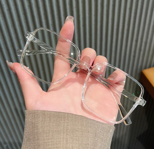 Strictly selected anti-blue light plain glasses retro large frame no degree glasses Internet celebrity slimming student myopia glasses finished product