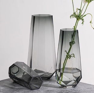 Ins Style High-grade Glass Vase Transparent Hydroponic Vase Flower Rose Lily Living Room Decoration European Style