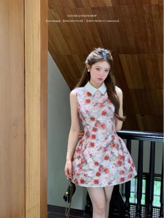 Yang Xiaojuan Oil Painting Style Girl's Dress, Elegant Shirt Collar, Sleeveless, Cinched Waist Dress, Birthday Gift Dress, Princess Dress