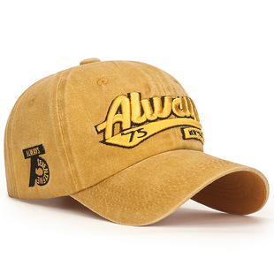 Spring and Summer letter embroidered peaked cap couple casual hat ins American retro washed baseball cap female