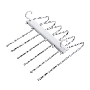 Stainless Steel Foldable Multifunctional Seamless Anti-slip Clothes Rack Household Wardrobe Multi-layer Clothes Hanger Pants Rack
