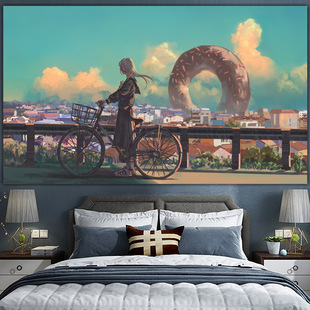 Secondary Background Cloth ins Hanging Cloth Dormitory Room Decoration Wall Cloth Bedroom Arrangement Internet Celebrity Girl Anime Tapestry