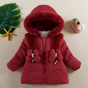 Children's Winter Coat Girls Aged 1 to 6 fleece-lined Thickened Fashionable Cotton-padded Clothes for Little Girls Stylish Cotton-padded Coat 2024 New Style