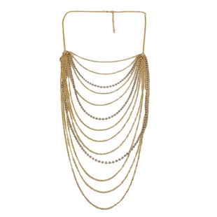 Wish Fashion Exaggerated Metal Tassel Long Chest Chain Women Sexy Multilayer Claw Chain Bikini Beach Body Chain