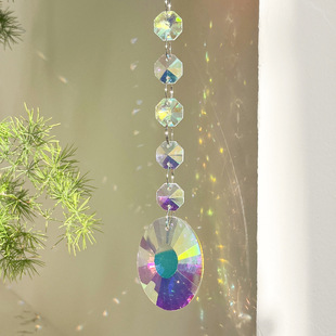 Sun Catcher Crystal Sunlight Catching DIY Garden Hanging Decoration Rainbow AB Colorful Octagonal Bead Lighting Pendant
