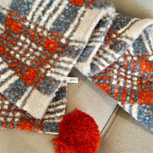 Fu Sheng Blue Lattice Double-sided Wool Material Coarse Lattice Nap Blanket Small Fragrant Style Plaid Sofa Blanket Bed End Blanket Car Blanket