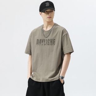 American Short-sleeved T-shirt Men's 2025 New Summer Ice Silk Men's Loose Top Men's Half-sleeved Men's T-shirt