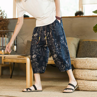 Loose plus size Men's Chinese Style Western Style New Arrival Cropped Pants for Fatty Outer Wear Sports Casual Thin Shorts for Summer