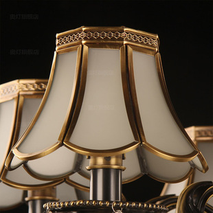 Light Luxury European-style Black Wipe Gold Full Copper Chandelier Living Room Dining Room Bedroom Study American-style Copper 6-head Copper Art Lamps