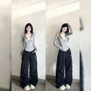 Women's Slim-fit Sun Protection Clothing Women's Ice Silk Coat Collar Sun Protection Clothing Sports Top Slim-fit Summer 2025 New Style