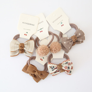 A83 factory shop wholesale children's headdress hair accessories basic bow rubber band set Original Design 1 Group