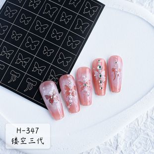 Manicure hollow-out inkjet stickers Pat smudges butterfly five-pointed star Mango love flame transfer nail stickers small pattern