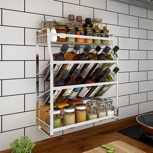Kitchen Storage Rack Stainless Steel Household Artifact Multifunctional Spice Rack Kitchen Storage Rack 304 Kitchen Spice Rack