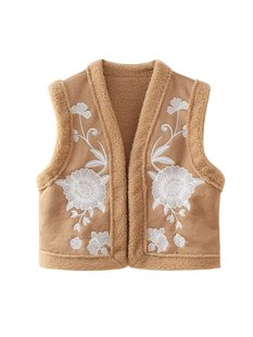 Cross-border European and American foreign trade wholesale 2024 autumn new women's embroidery double-sided slim short sleeveless vest