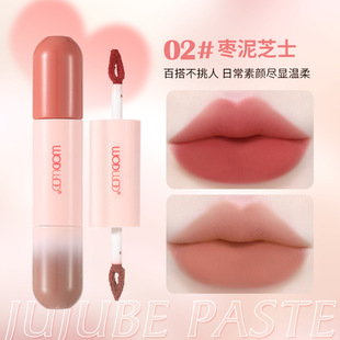 Wodwod Soft Color-Preserving Double-Sense Lip Mud, Light Cloud-Like Soft Mist, Not Easy to Fall Off, Double-Ended Two-Color Lip Mud, Silky and Colorful
