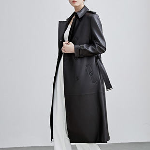 European Cabinet Luxury 2024 Winter New Haining Genuine Leather Women's Long Over-the-knee Slim-fit Sheepskin Coat Coat