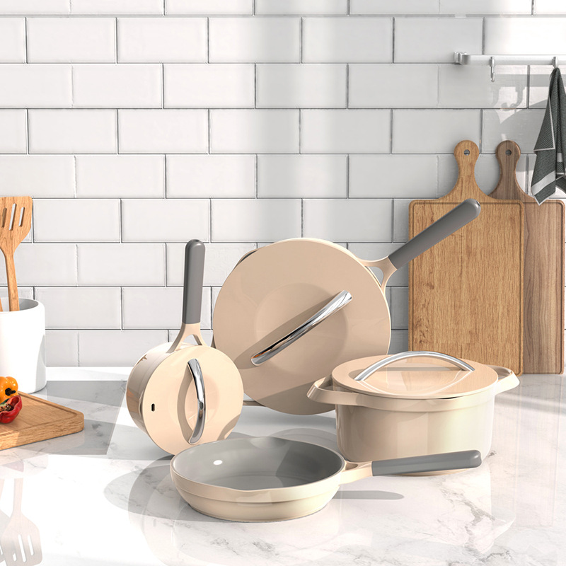 Cross-border Cookware Set Non-stick Pan Household Wok Flat-bottom Wok Frying Soup Pan Induction Cooker Gas Stove Suitable