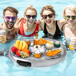 Amazon Hot Sale PVC Inflatable Porous Beverage Rack Beer Fruit Wine Mobile Phone Water Inflatable Pool Plate