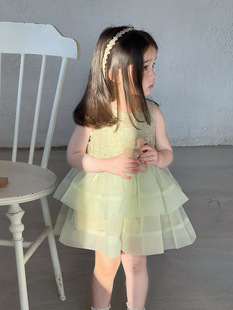 in stock XQ259559 Girls dress Summer Girls Baby Girl Sweet Sleeveless Mesh Princess Dress