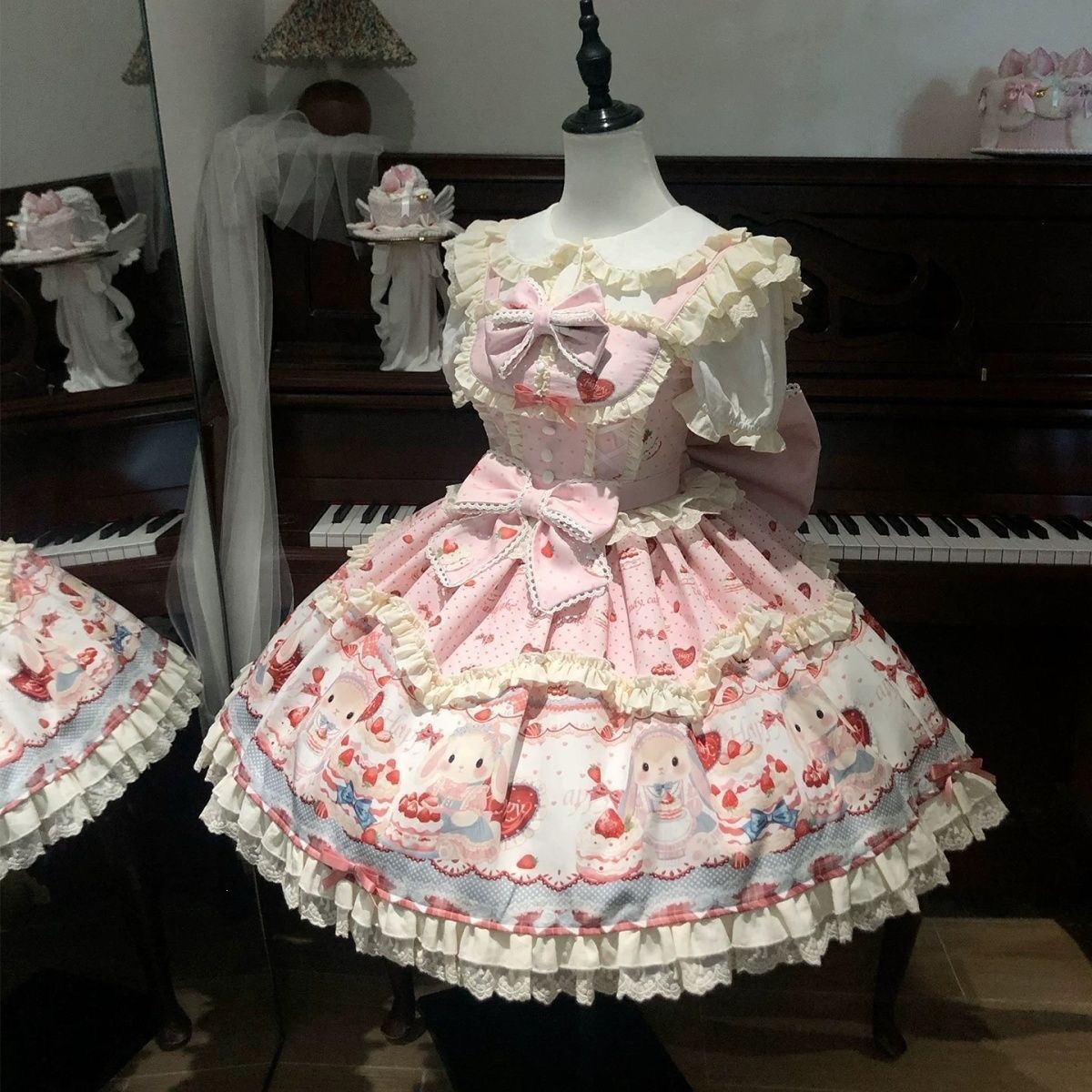 Sweetheart Dreamland Original Party Cute Rabbit Cake Dress Taro-Lita Shirt Southeast Asia