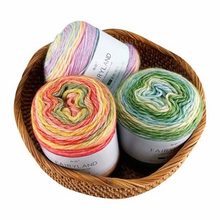 Cake thread gradient section dyed milk cotton wool ball scarf hat crochet diy hand-woven material package