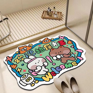 Welcome to shit king bathroom diatom mud absorbent quick-drying household bathroom toilet door mat non-slip mat