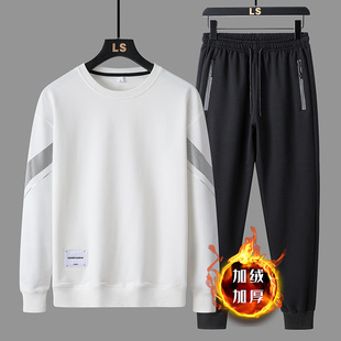 high quality Winter Men's Fashion suit Spring and Autumn Youth Loose plus size fleece-lined Thickened Sports Casual Two-piece Set