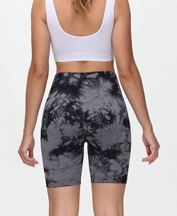 Aliexpress Amazon Hip Sling Pin Pleated Butt Lift Tie-dye Three-point Pants Shorts Tie-dye Fitness Yoga Shorts