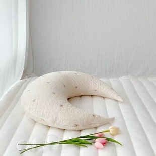 Ins South Korea Pure Cotton Fur Ball Moon Pillow Cushion Baby Baby Children's Bed Pillow Removable and Washable Lactation Pillow