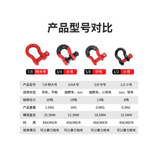 Trailer shackle high-strength medium u-shaped hook bow shackle lifting hook hook traction hook off-road trailer u-hook