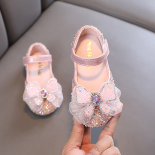 2025 Spring and Autumn New Lady Girl Princess Girl Baby Student Shoes Leather Shoes Dance Velcro