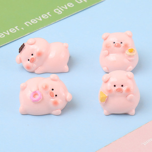 Resin Cartoon Stereo Luminous Piglet DIY Jewelry Accessories Keychain Pendant Car Micro Landscape Small Ornaments