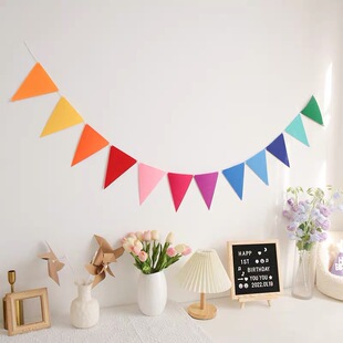 Triangle flag decoration felt colorful flag birthday garland children's room kindergarten hanging decoration triangle pull flag