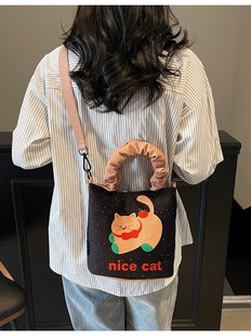 Cross-border New Hand Bucket Bag Women's Korean-style Casual Trendy Shoulder Bag Niche Funny Graffiti Cartoon Crossbody Bag