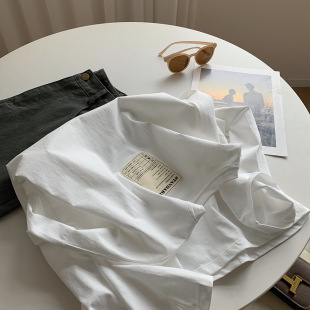 Don't pick people to match ~ simple casual white long sleeve T-shirt female Korean solid color round neck loose bottoming top