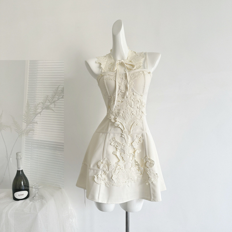 Noman's Store Has In-Stock Embroidered High-End Elegant Slim-Fit Heavy-Duty Suspender Dresses for Women, New Summer Style, Slimming Short Dresses