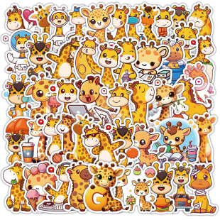 50 Cute Cartoon Giraffe Stickers Personalized Helmet Luggage Amazon Graffiti Decorative Stickers Wholesale