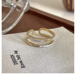 Copper Real Gold Plating Design Feeling Cold and Cold and Niche Light Luxury Shell Inlaid Oil Dropping Ring ins Open Finger Ring
