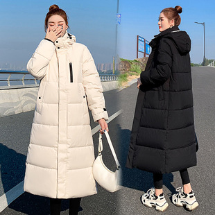 2023 new foreign trade British style cotton-padded coat women's winter extended loose Korean style thickened over-the-knee long cotton-padded coat cotton-padded coat