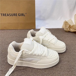 Niche Bread Shoes Women's ins2025 Spring New Arrival White Shoes All-Match National Trendy Lightning Leisure Sports Board Shoes
