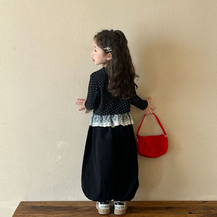 2025 spring new children's clothing Korean children's clothing girls short ballet style idea T-shirt long sleeve T-shirt